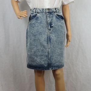 Denim Skirt Vintage Faded 8 Pencil 80s Essential
